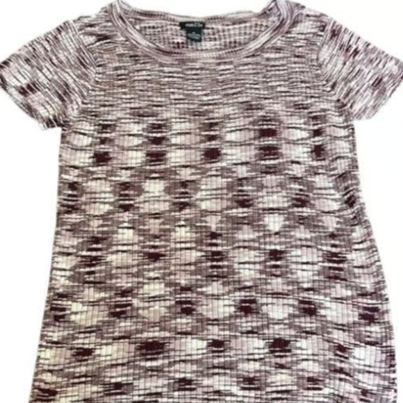 RUE21 Maroon/White Crew Neck Short Sleeve Knit Shirt Size XL EUC #M-041 - Picture 1 of 3